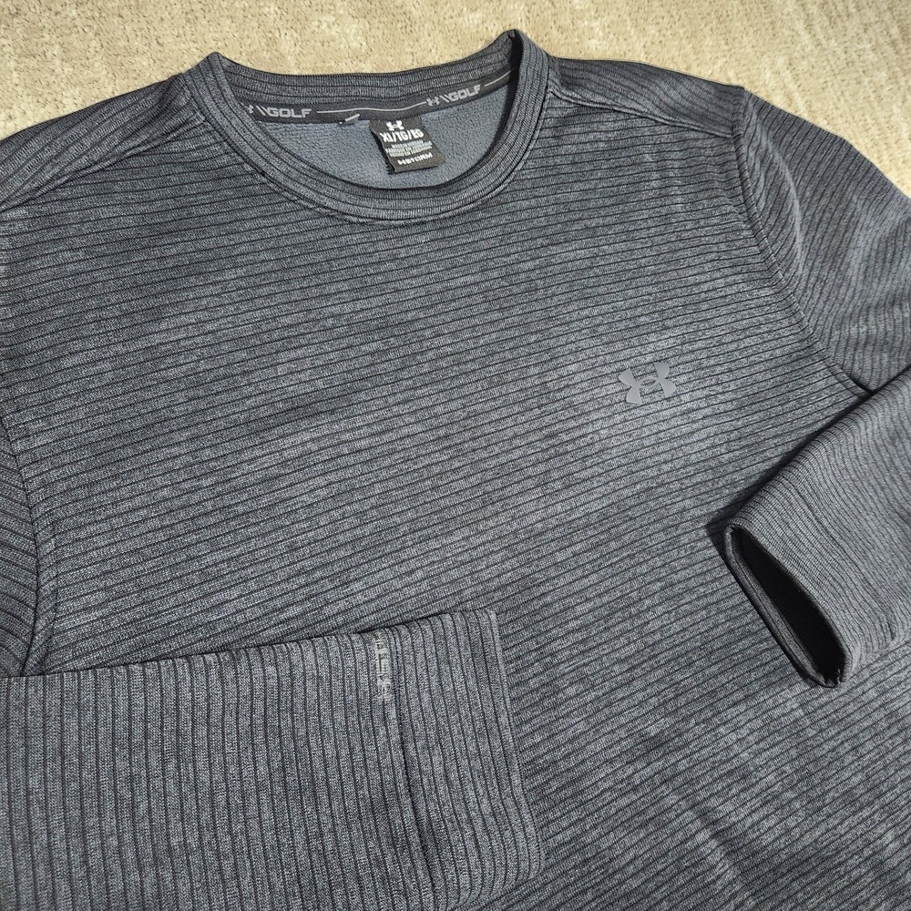 Under Armour Golf Storm Sweater Mens XL Gray Ribbed Knit Crewneck Pullover